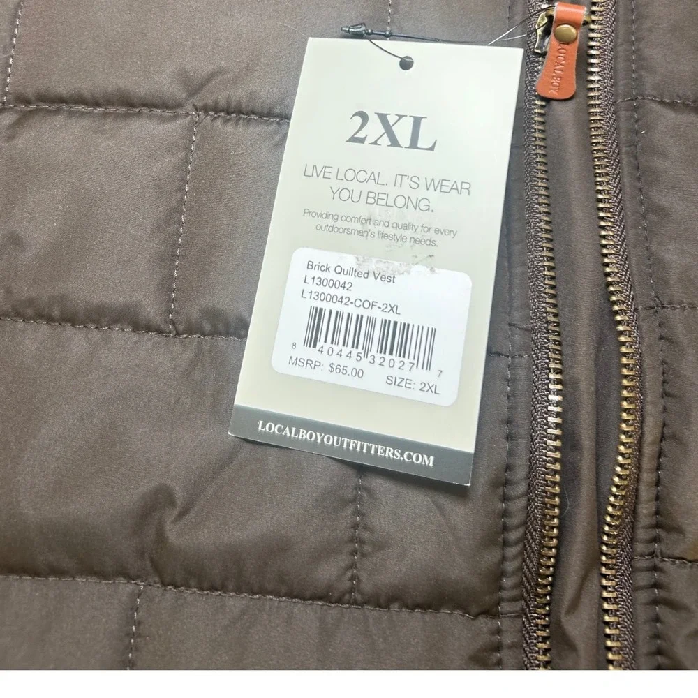 Local Boy Outfitters Brick Quilted Vest Coffee Brown Mens 2XL L1300042-COF-2XL - Picture 4 of 7